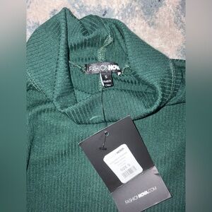Fashion Nova Deep Green Ribbed Dress